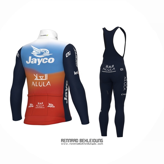 2024 Fahrradbekleidung Jayco AlUla Blau Orange Trikot Langarm Und Tragerhose